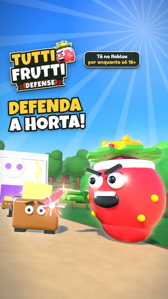 A cena da capa renderizada de novo em pé, com o título DEFENDA A HORTA