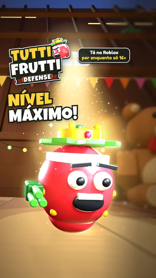 A cena do nível máximo renderizada de novo em pé, com o título NÍVEL MÁXIMO