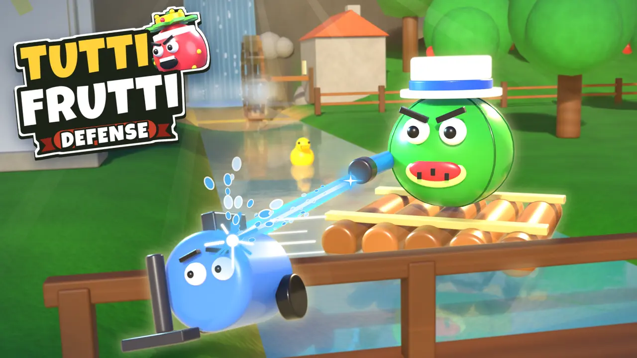 Thumb do pomar: o Melancito numa jangada jogando água num aspirador de pó